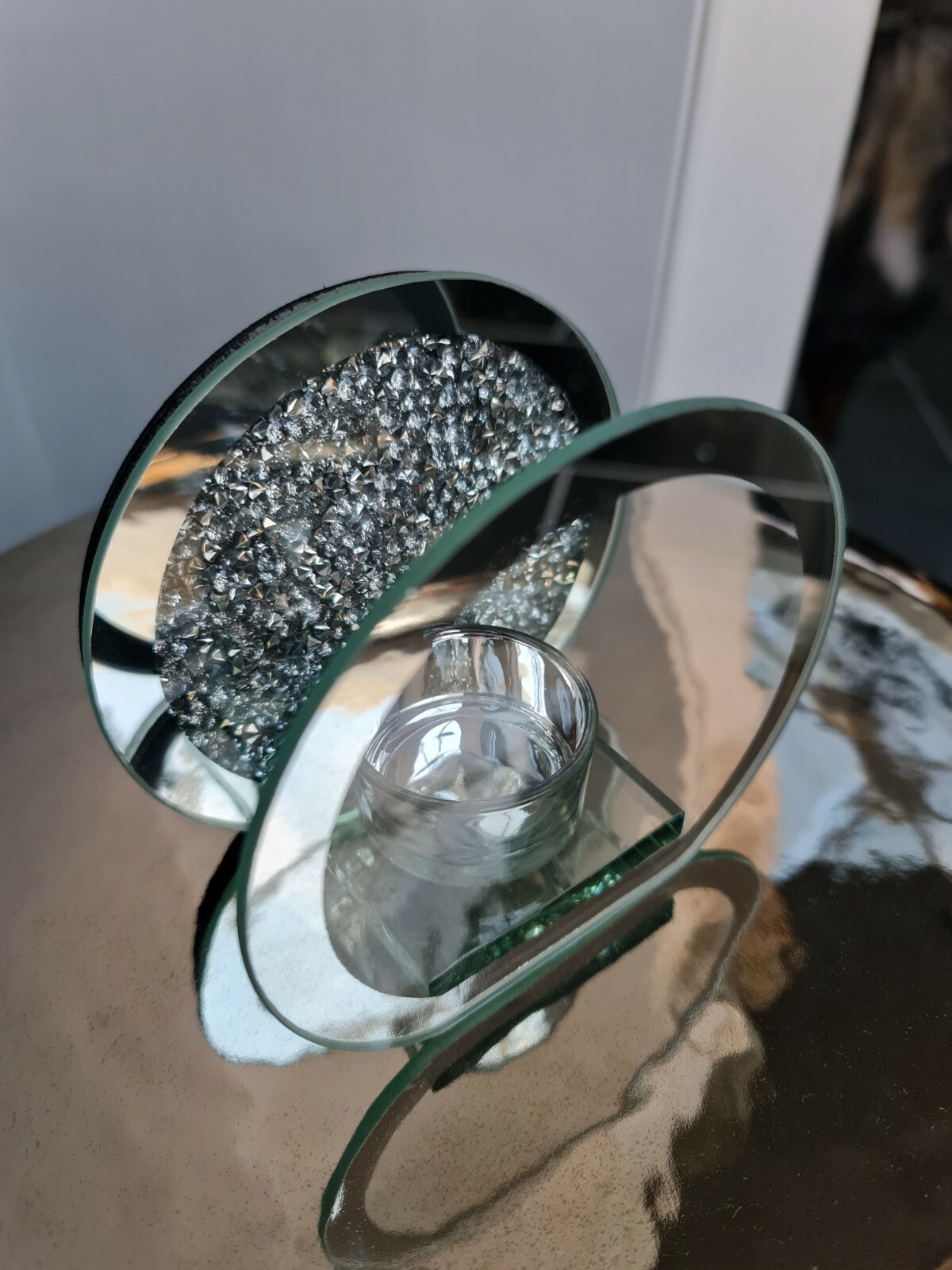 New Stunning Round Crushed Crystal Bling Diamante Tealight ...