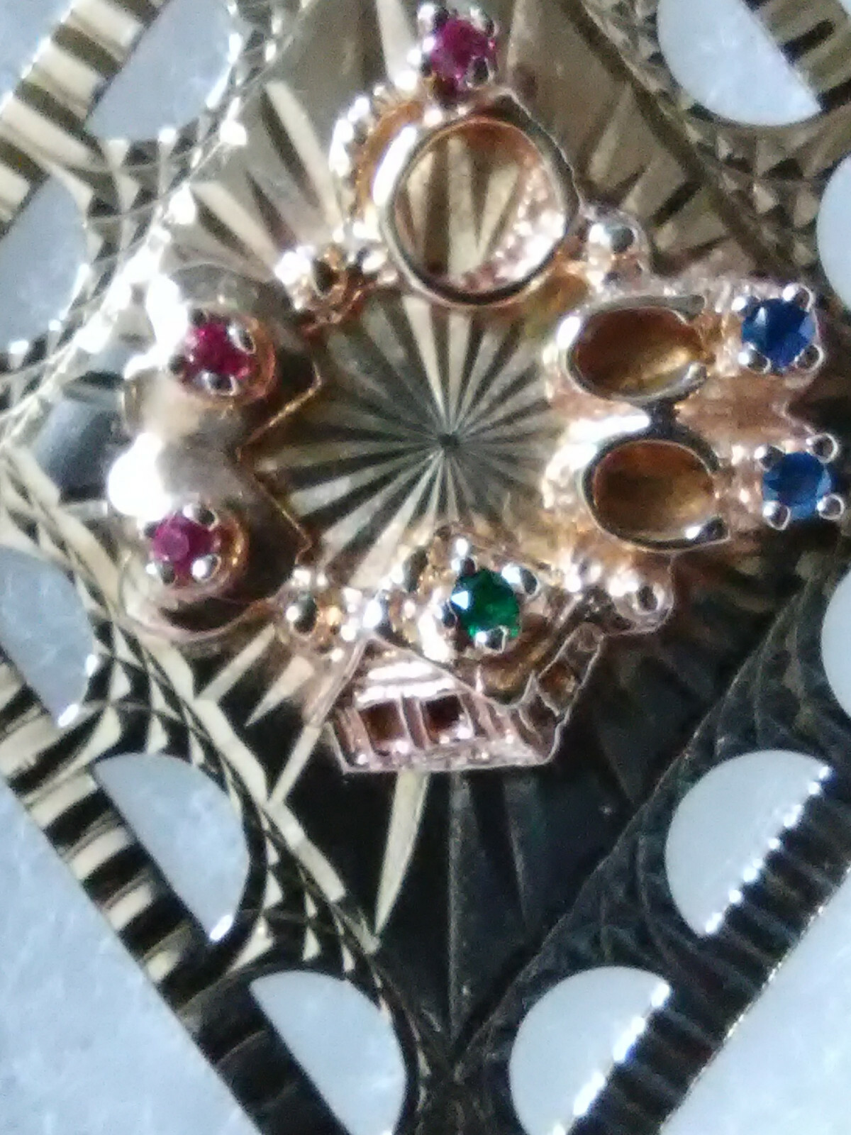 Vtg 10k Gold Pendant Charm Circle of Life w/ Gems Love,marriage,Kids,House 8.4 g