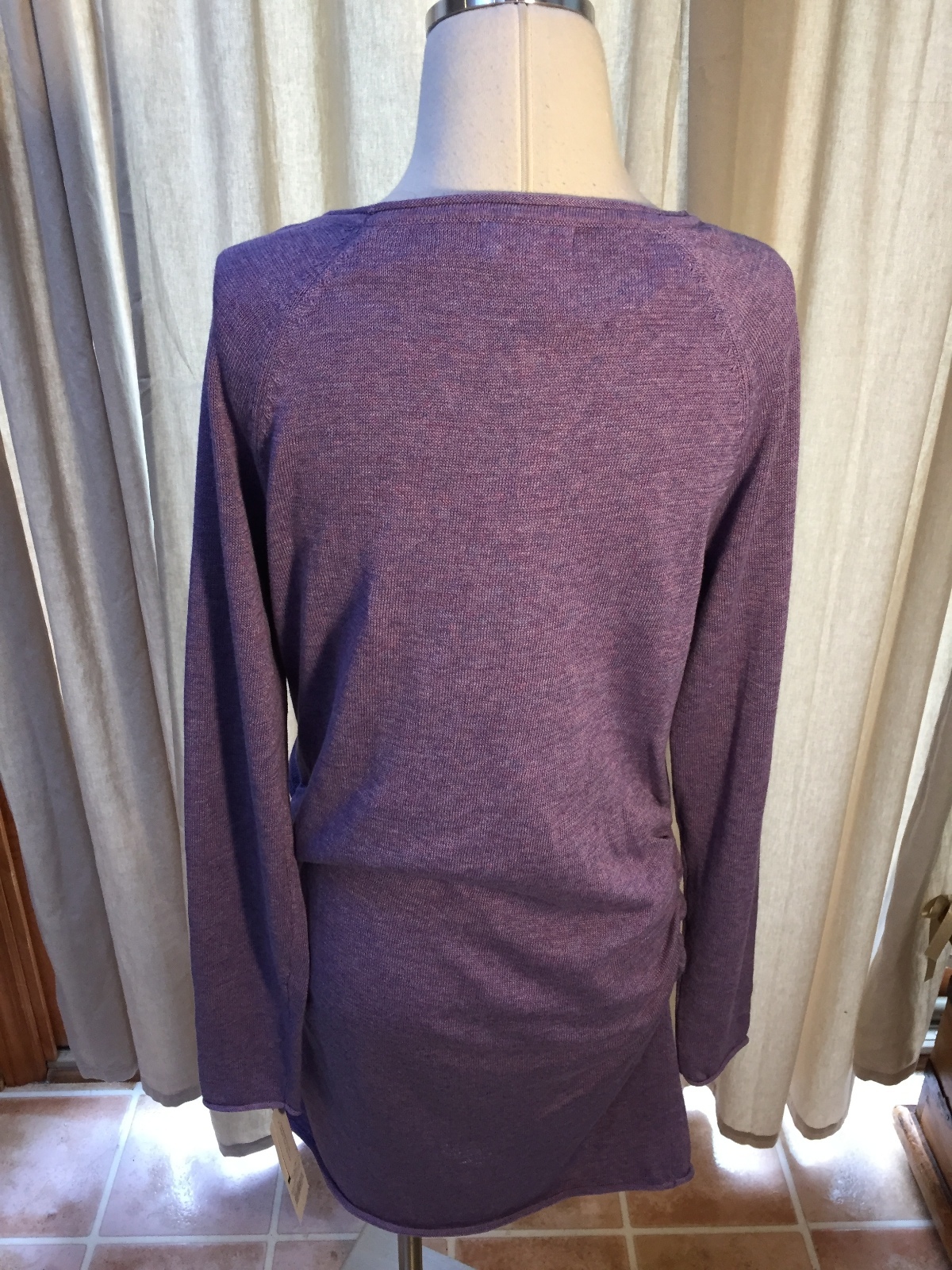 NWT Liz Lange Maternity Heather Purple Ruche Shirred Tunic Sweater Medium