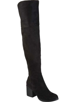 

JOURNEE COLLECTION Женские черные сапоги Comfort Sana с круглым носком на блочном каблуке, туалет 7,5 м, Черный, SANA-BLK-075WC