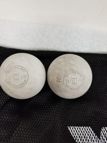 2 Used Brine Lacrosse LAX Balls Official NCAA NOCSAE White Rubber with bag