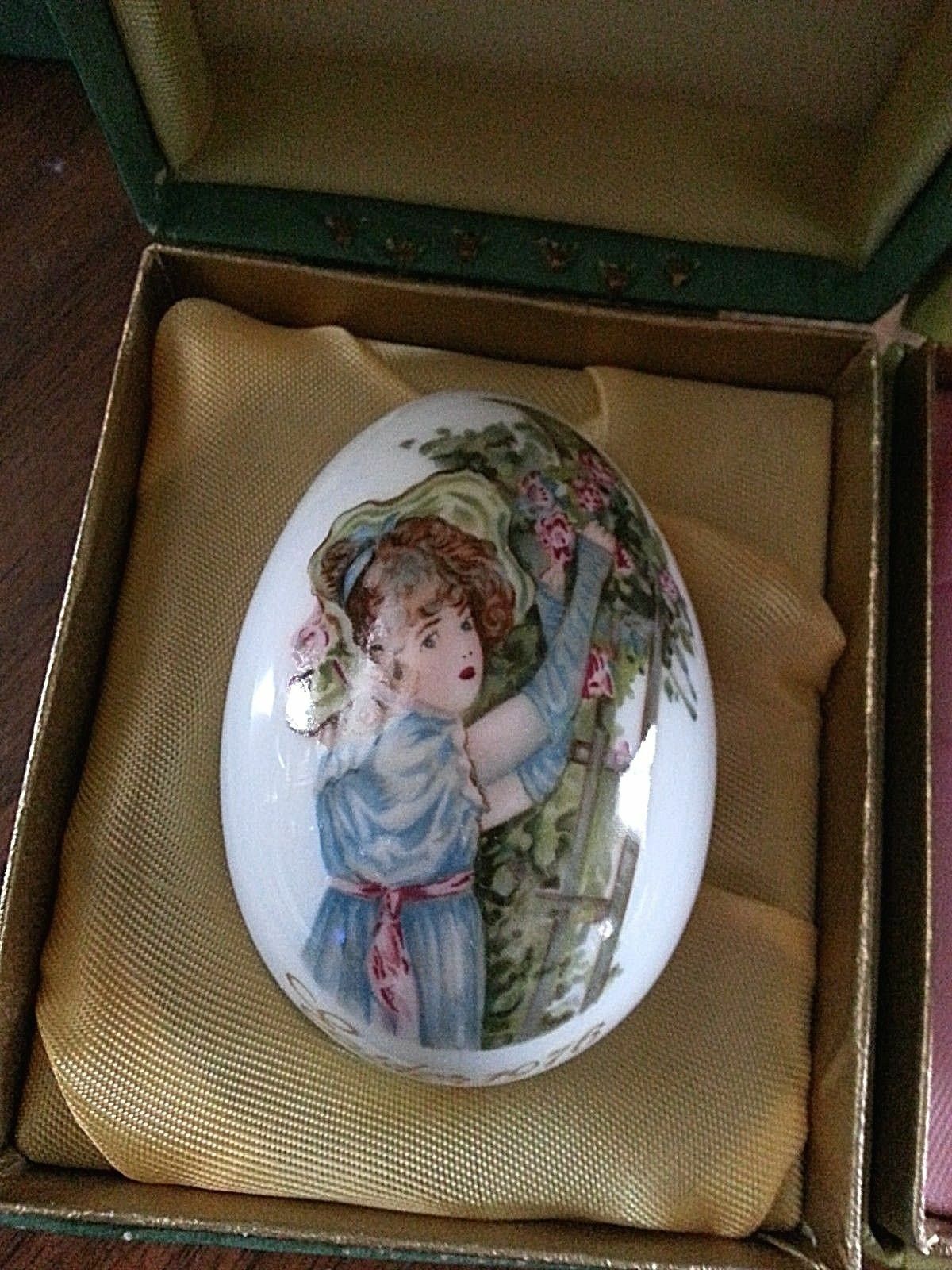 Set of 1974-1979 Royal Bayreuth Germany Ceramic Easter Eggs with Hinged Boxes