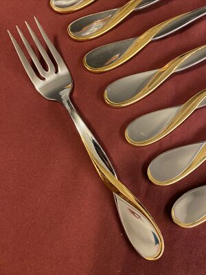 Golden Aquarius Oneida Stainless Steel Salad Fork Heirloom 14 Available Unused!