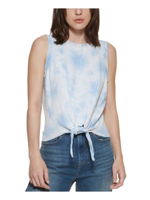 

DKNY JEANS Женский белый пуловер с завязками спереди без рукавов с круглым вырезом майка