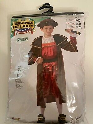 Forum Novelties Child Christopher Columbus Costume Sz L Red Brown Hat Coat Pants
