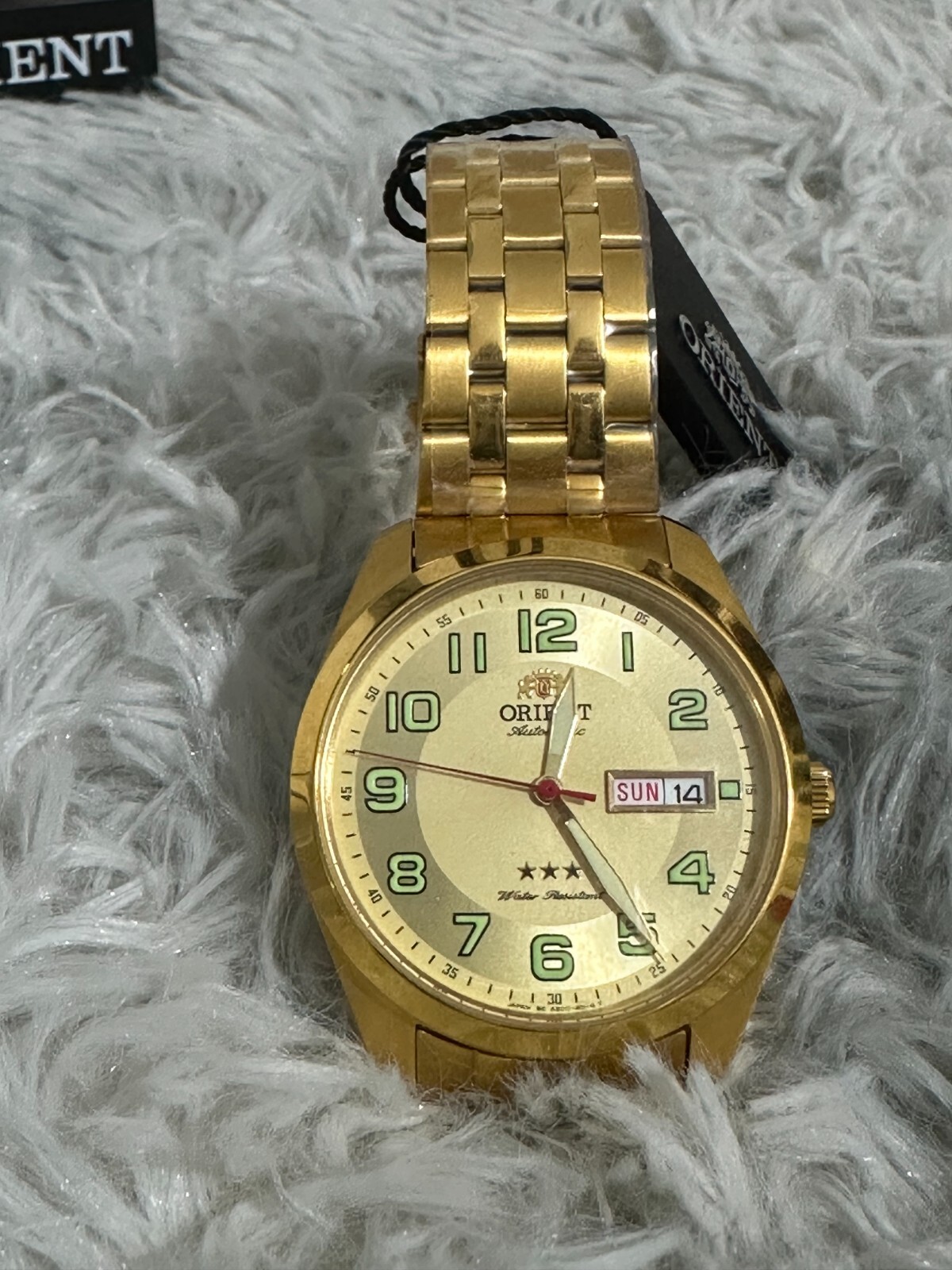 Pre-owned Orient Rare  3 Stars Automatic Luminous Hands Sab0c005c Gold Dial Made In Japan