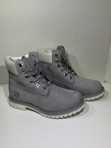 Timberland Premium 6” Medium Grey Nubuck Leather Waterproof
