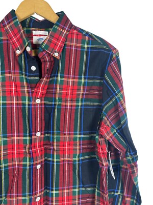 Old Navy Plaid Shirt Size Small Womens NEW Black Stewart Tartan Check Button