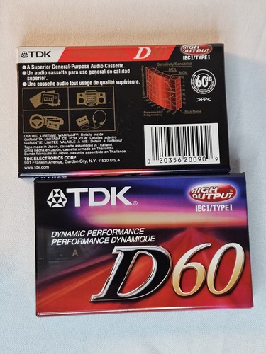 Vintage TDK D-60 Cassette Tape Lot of 6 High Output Type I Vintage TDK D-60 Cassette Tape Lot of 6 High Output Type I
