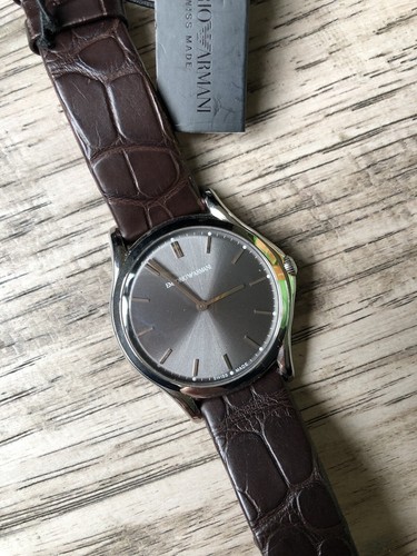 AMERI ブラックM New Emporio Armani 36mm Stainless Steel Case with Dark Brown
