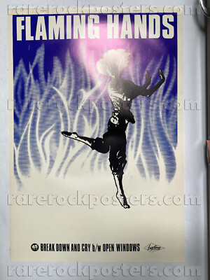 FLAMING HANDS ~ BREAK DOWN & CRY ~ORIG 1984 AUST GIG BLANK / RECORD PROMO POSTER