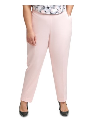 CALVIN KLEIN Womens Pink Elastic-back 29 Inseam Straight Pants Plus 18W
