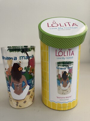 LOLITA Love My Wine ''BAHAMA MAMA'''' Stemless 20oz Wine Glass NEW in Box