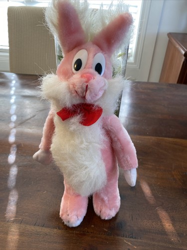 PinkRabbit ① Vintage 1980's Plush Pink Bunny Rabbit 13” Carnival Prize