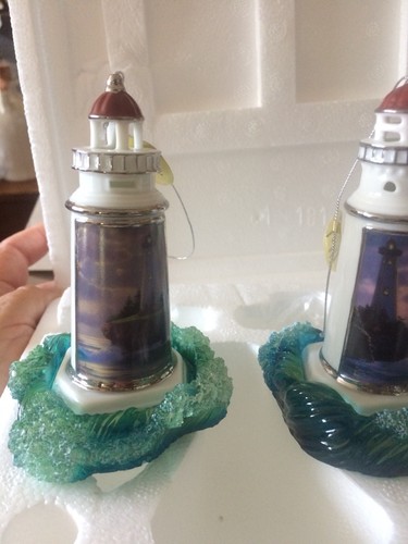 3 Pc Lighthouse Bradford Editions Porcelain Ornaments New In Box