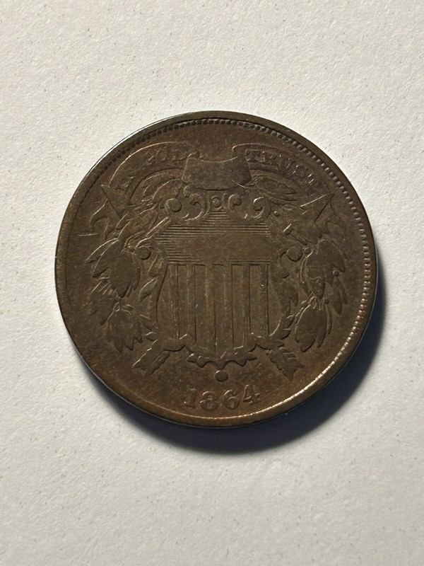 1864 RARE Small Motto Variety Two Cent Piece - Key