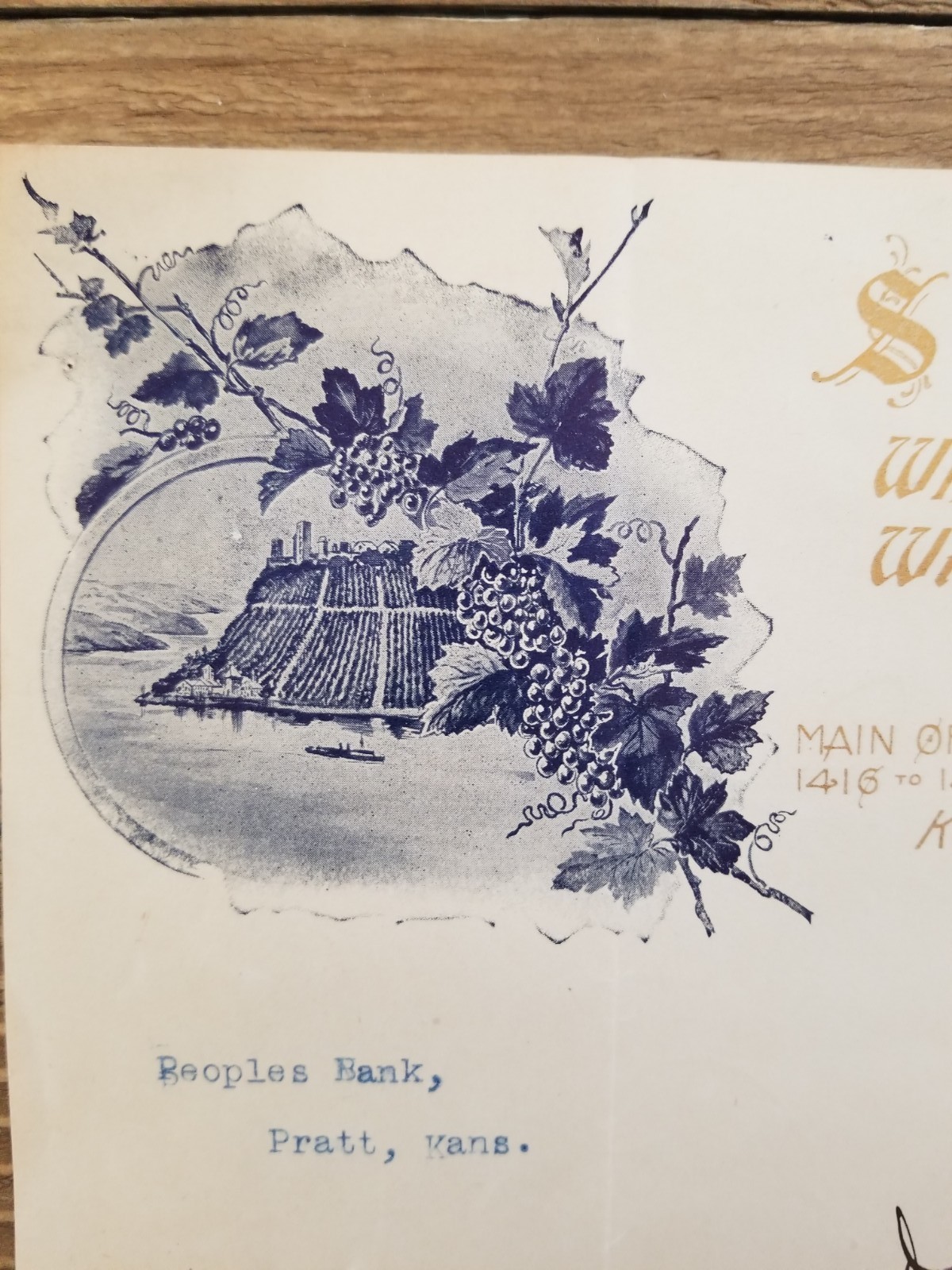 1904 Stulz Brothers Wines Billhead,Kansas City,Shimmering Gold Lettering,Signed