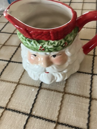 Christmas CERAMIC SANTA Creamer Pitcher **NEW** North Spruce Lane DWK tote 31