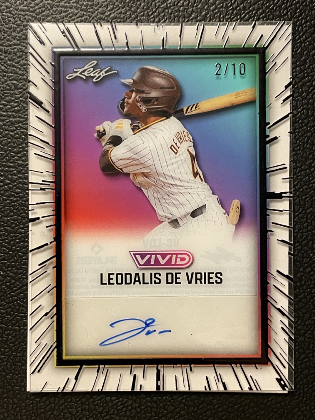 2025 Leaf Vivid Clear Black Leodalis De Vries 2/10 Auto Autograph RC Rookie
