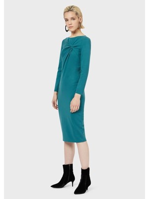 

Женское черное платье-футляр миди Emporio Armani с вырезом лодочкой и длинными рукавами Размер, Черный