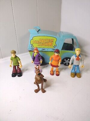 Vintage Scooby Doo Figures (5) With Time Machine Van Hanna-Barbera 1990's