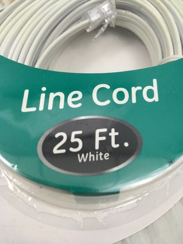 New GE 25 Ft Phone Line Cord - White -  86119 - Landlines Modems Fax Caller ID
