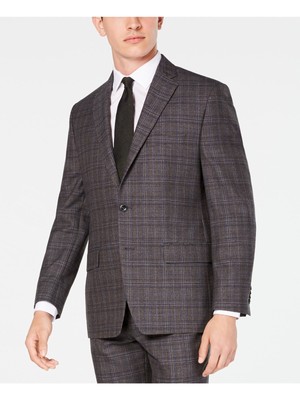 

MICHAEL KORS Мужская коричневая однобортная куртка Windowpane в клетку из смесовой шерсти, Коричневый, KRIS1KSY0004