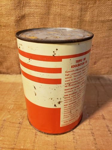 RARE VINTAGE CITIES SERVICE TRIPLE HD MOTOR OIL QUART TIN CAN FULL SAE 40