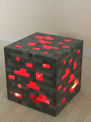 3'' x 3'' MINECRAFT REDSTONE ORE BLOCK NIGHTLIGHT Touch Cube Light Up Lamp 
