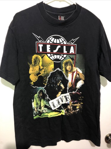 Vintage 1992 Tesla PSYCHOTIC SUPPER Tour T-Shirt LARGE NM | eBay