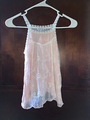 Kiddo By Katie Made in USA girls size 8 Pink White Lace Sleeveless Top Pre Owned