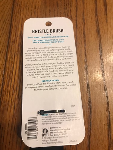 Well & Good Bristle Brush For All Coats For Dogs Ships N 24h
