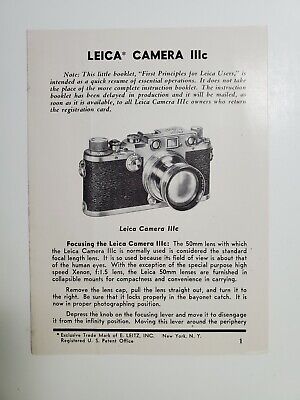 1947 Instruction  Leica IIIc Users Brochure NO Reserve