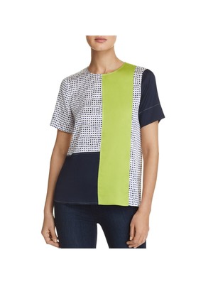 

Женский белый топ с короткими рукавами и круглым вырезом DONNA KARAN