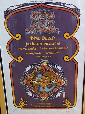 RaRe VinTagE SEVA'S SILVER ANNIVERSARY Grateful Dead WAVY GRAVY SigNeD POSTER 
