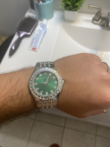 Bulova Men Phantom Quartz Green Silver Stainless Steel