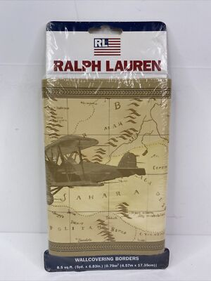 Ralph Lauren Smugglers Cove Wallpaper Border Airplanes Maps 5 Yards 6.83 Width