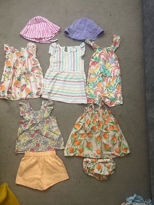 Baby Girls Summer Dress Playsuit Hats Bundle X5 Primark Age 9-12 Months