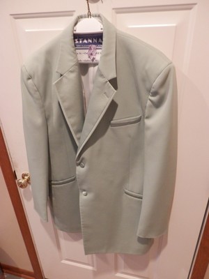 Mint Seafoam Green Tuxedo Jacket Andrew Fezza Fusion Costume sz 48 L 48 long