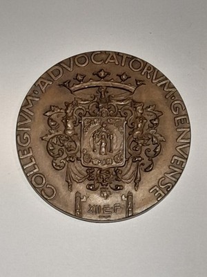 COLLEGIUM ADVOCATORUM GENUENSE. GENOVA. ANNO XII. 1934. MEDAGLIA.
