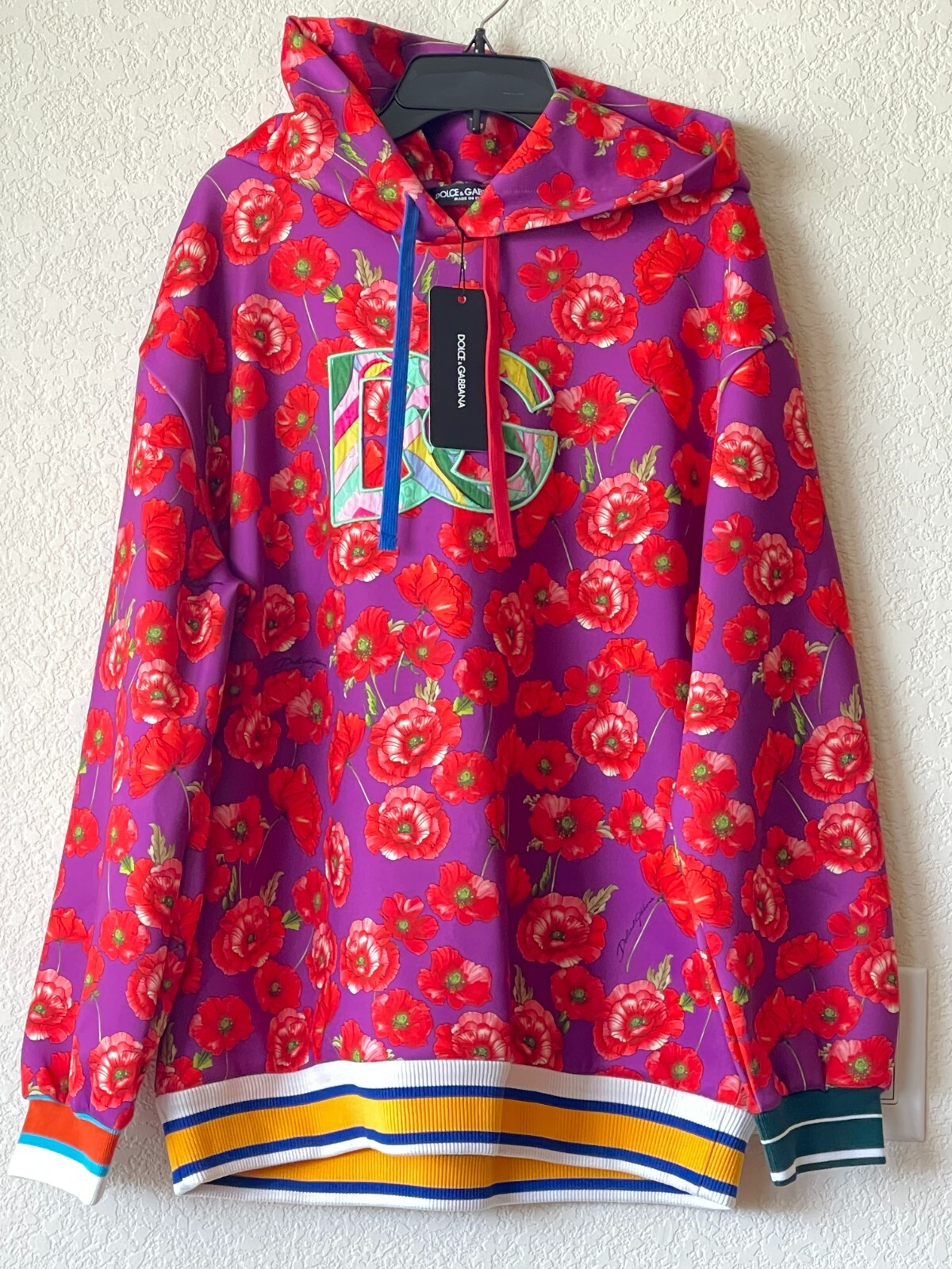 DOLCE & GABBANA Floral Poppy Print Logo Patch Oversized
