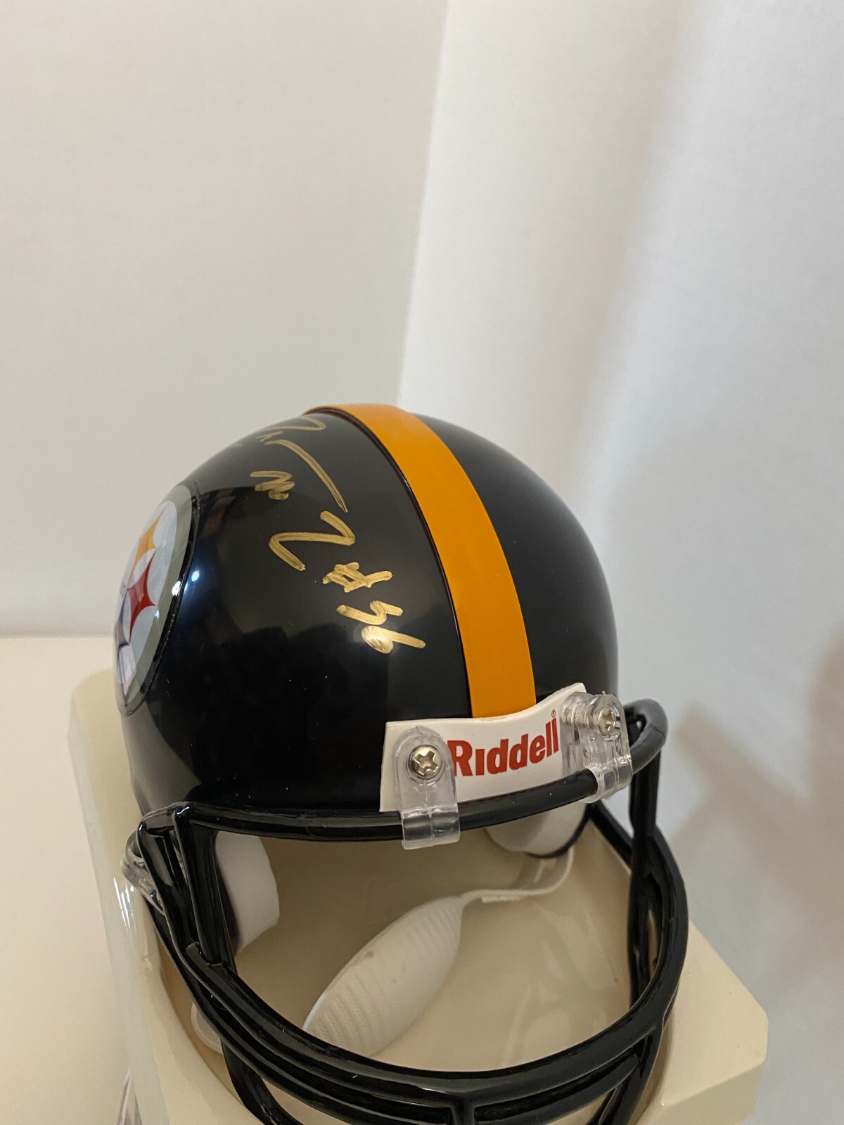 LaMar Woodley Pittsburg Steelers Auto Mini Helmet COA Picture of Player Signing