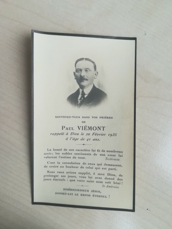 Vt107 Image Pieuse - Souvenir De Paul ViéMont, 41 Ans 1935 Bouasse Jeune