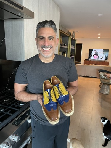 Men’s Prada yellow, brown, and blue wingtips Shoes size 8 worn by Reza  Farhan