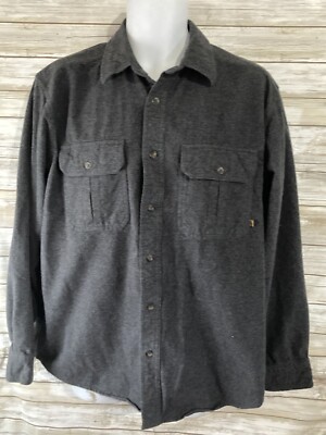 Gander Mountain Flannel Long Sleeve Button Up Shirt Men's Large Gray j259