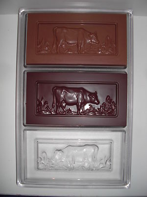 NEUE SCHOKOLADENFORM 3 x Tafel mit Kuh NEW chocolate mold ANTON REICHE # 22836