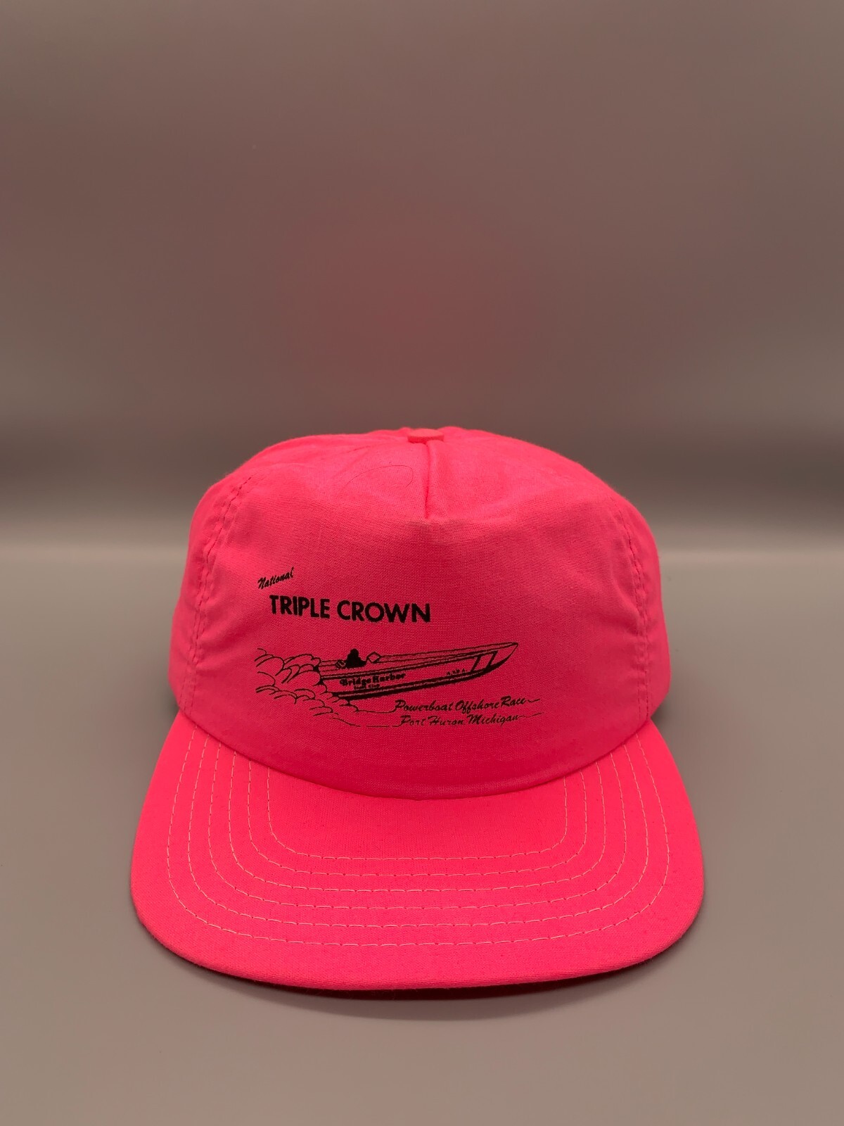 VINTAGE Trucker Hat Cap Snap Back Pink Neon New Era Pro
