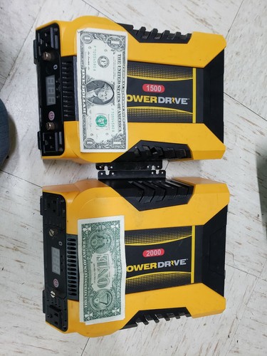 Powerdrive 2000 & 1500 Watt Inverter DC to AC USB & 3 Outlet LOT OF 2