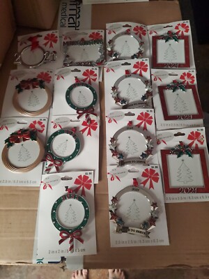 Lot 14 2021 Metal Chriatmas Frame Ornaments, Some Duplicates