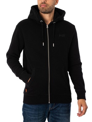 

Мужская толстовка на молнии с логотипом Superdry, черная, Черный